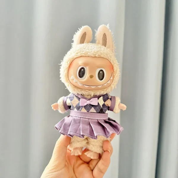 comfortable 17cm Labubu doll clothes set stretchy fabric