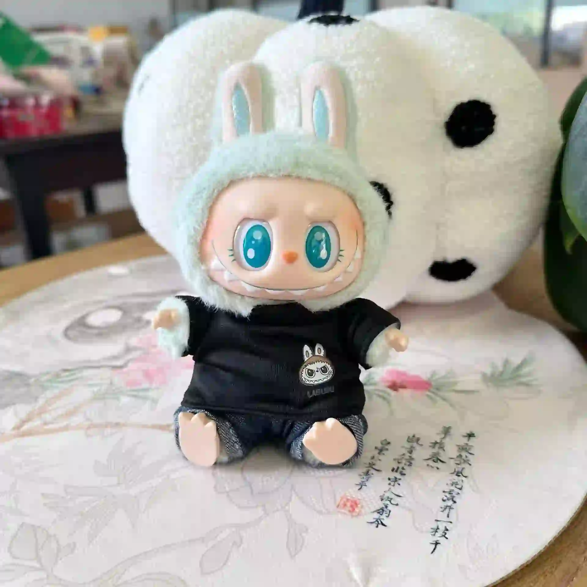 comfortable knit shirt and distressed jeans for Labubu doll