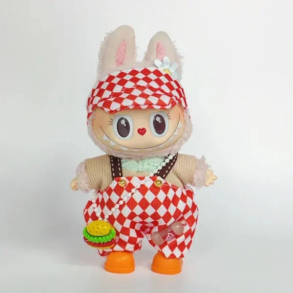 complete labubu outfit set including shoes in black or orange colors