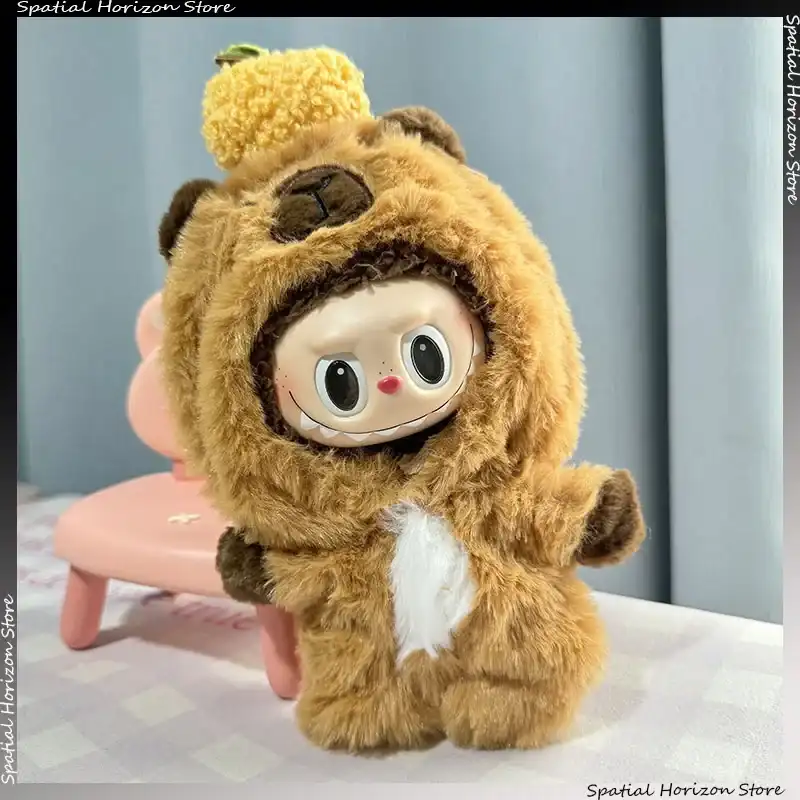 cozy brown bear onesie outfit for 15 17cm labubu and capybara dolls
