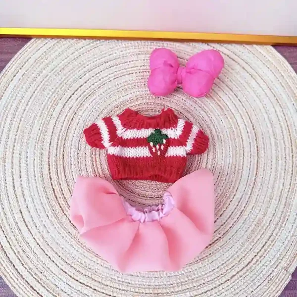 cozy knitted sweater and skirt for labubu doll
