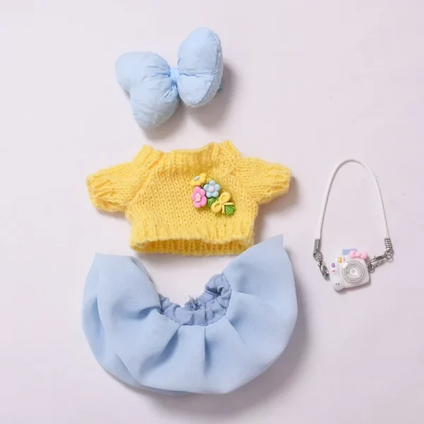 cozy yarn sweater and skirt for 17cm plush dolls