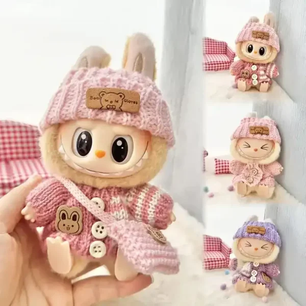 cute and cozy labubu bunny outfit for 17cm doll