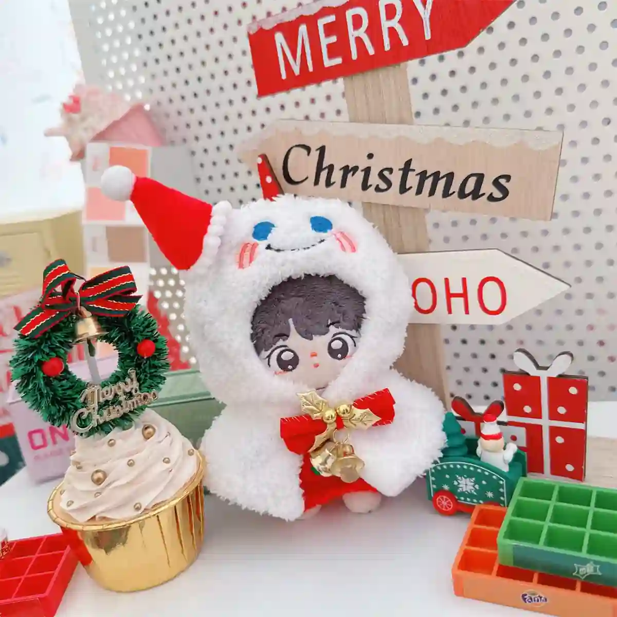 cute and cozy labubu christmas outfit for 15 17cm dolls