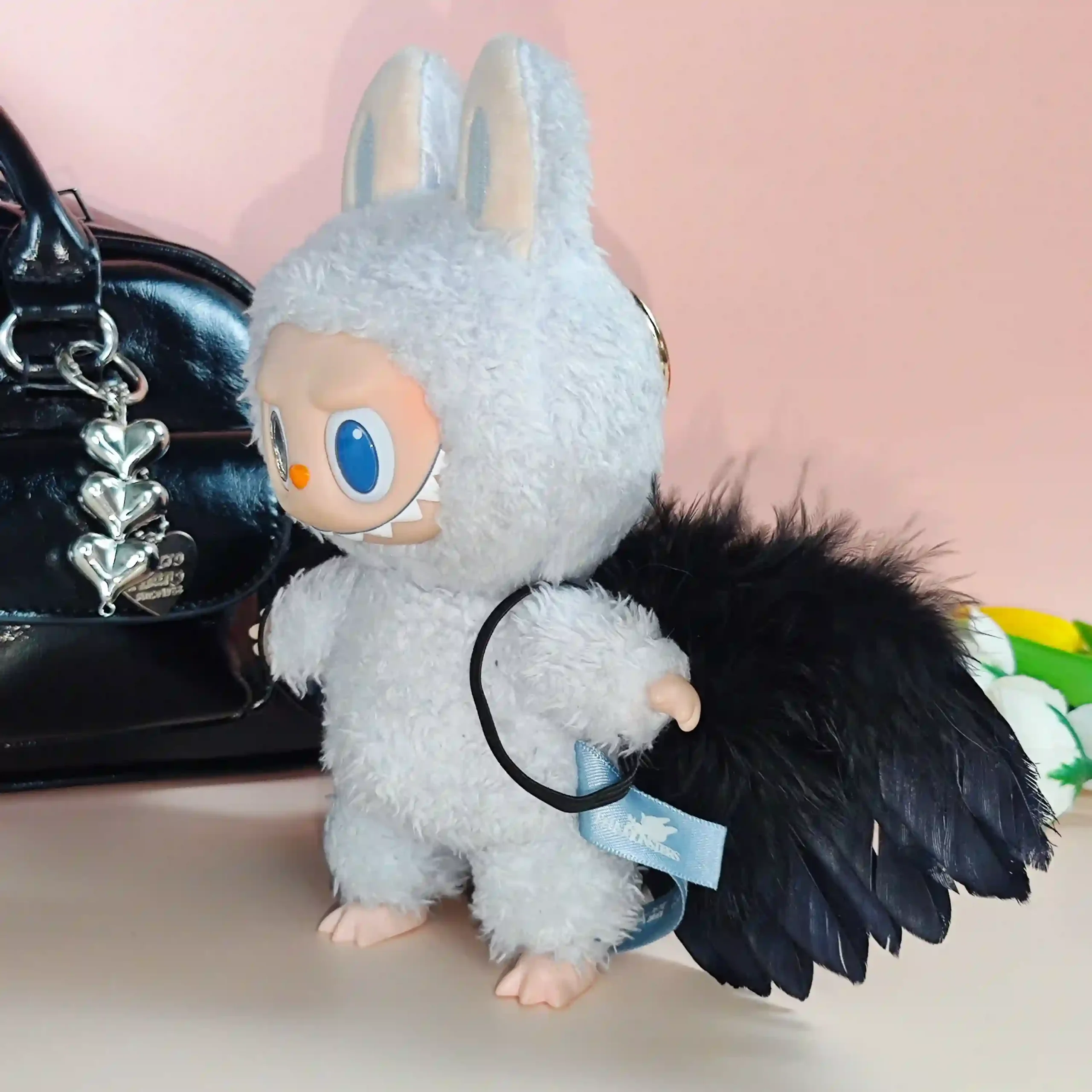 cute and edgy labubu doll costume angel demon wings scaled