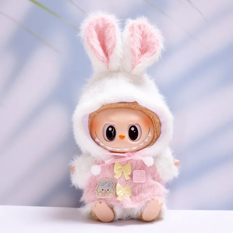 cute baby blue bunny hooded jumpsuit for 17cm Labubu doll
