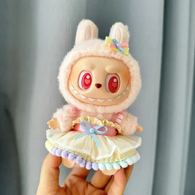 cute bunny clothes for 15cm to 17cm Labubu I II dolls