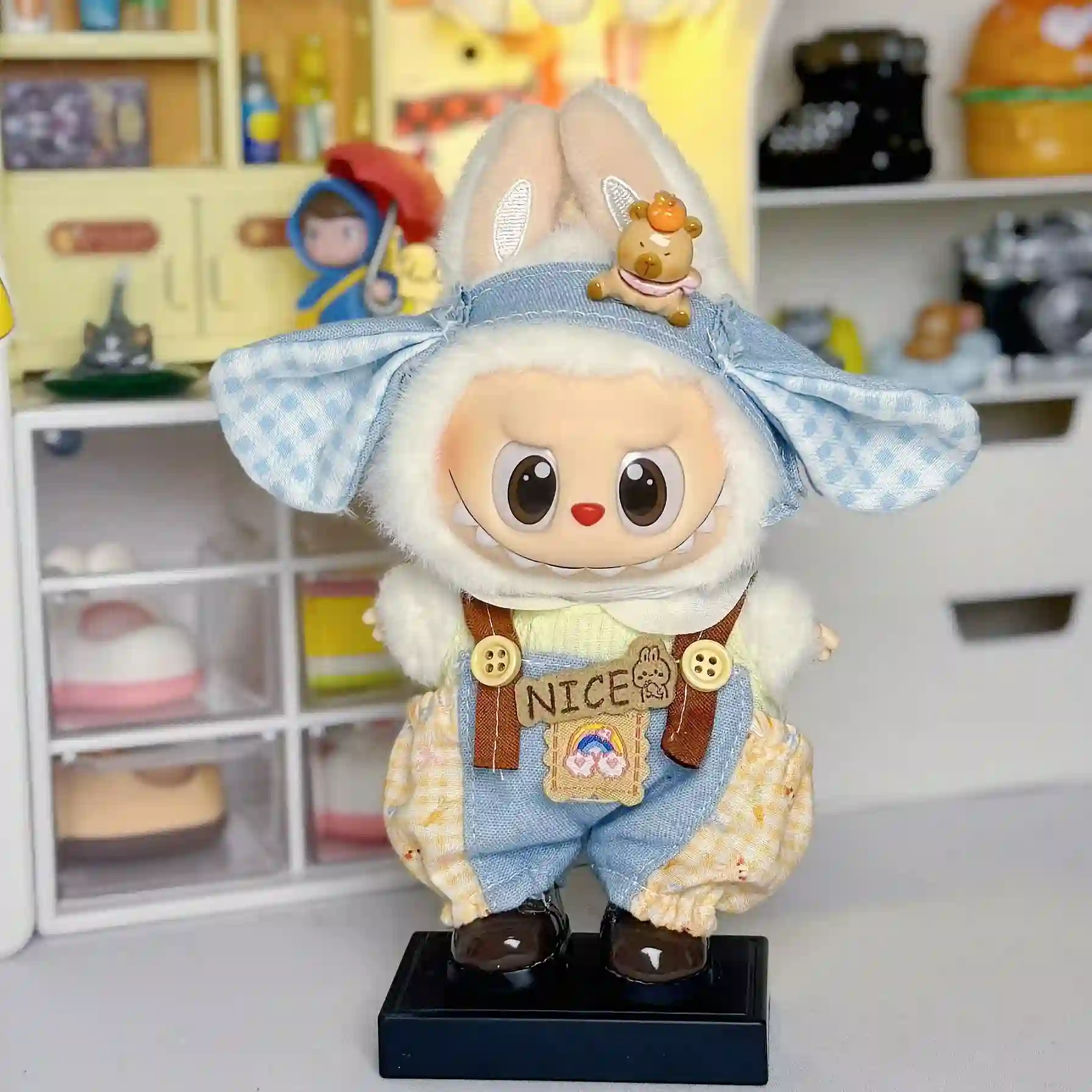 cute bunny costume for 15 17cm labubu blind box dolls