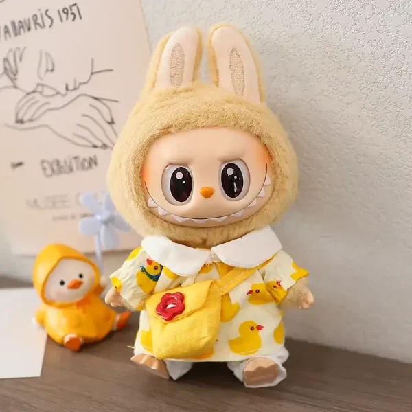 cute bunny costume for labubu doll christmas photoshoot