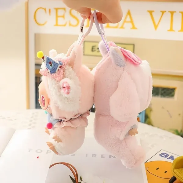 cute bunny costume with strawberry detail for labubu doll