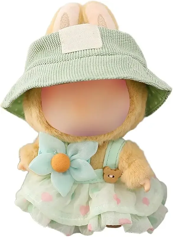 cute bunny hat and dress set for 17cm labubu doll