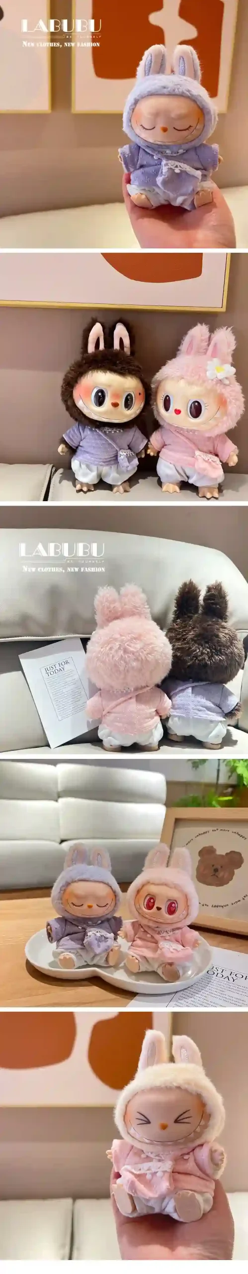 cute bunny outfit for 15 17cm and 37 40cm labubu dolls scaled