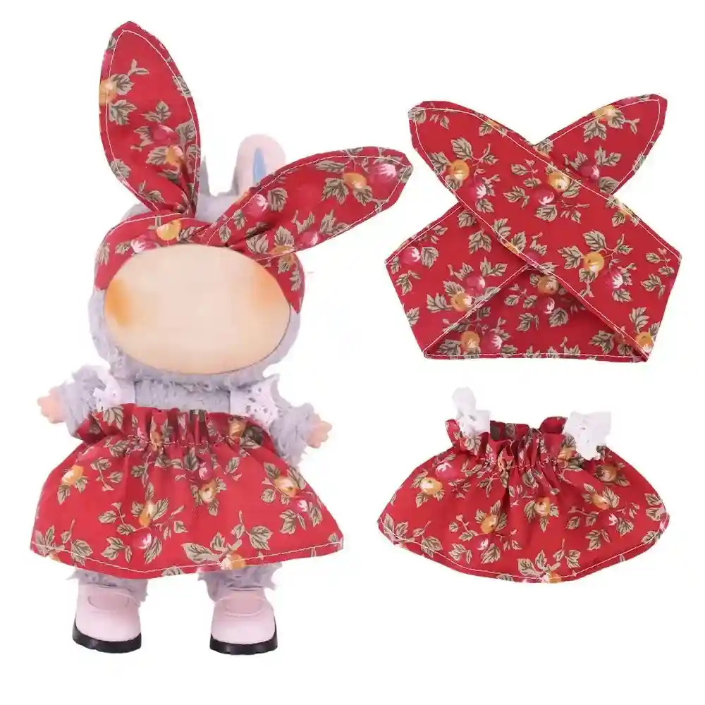 cute bunny outfit for 17cm Labubu plush doll