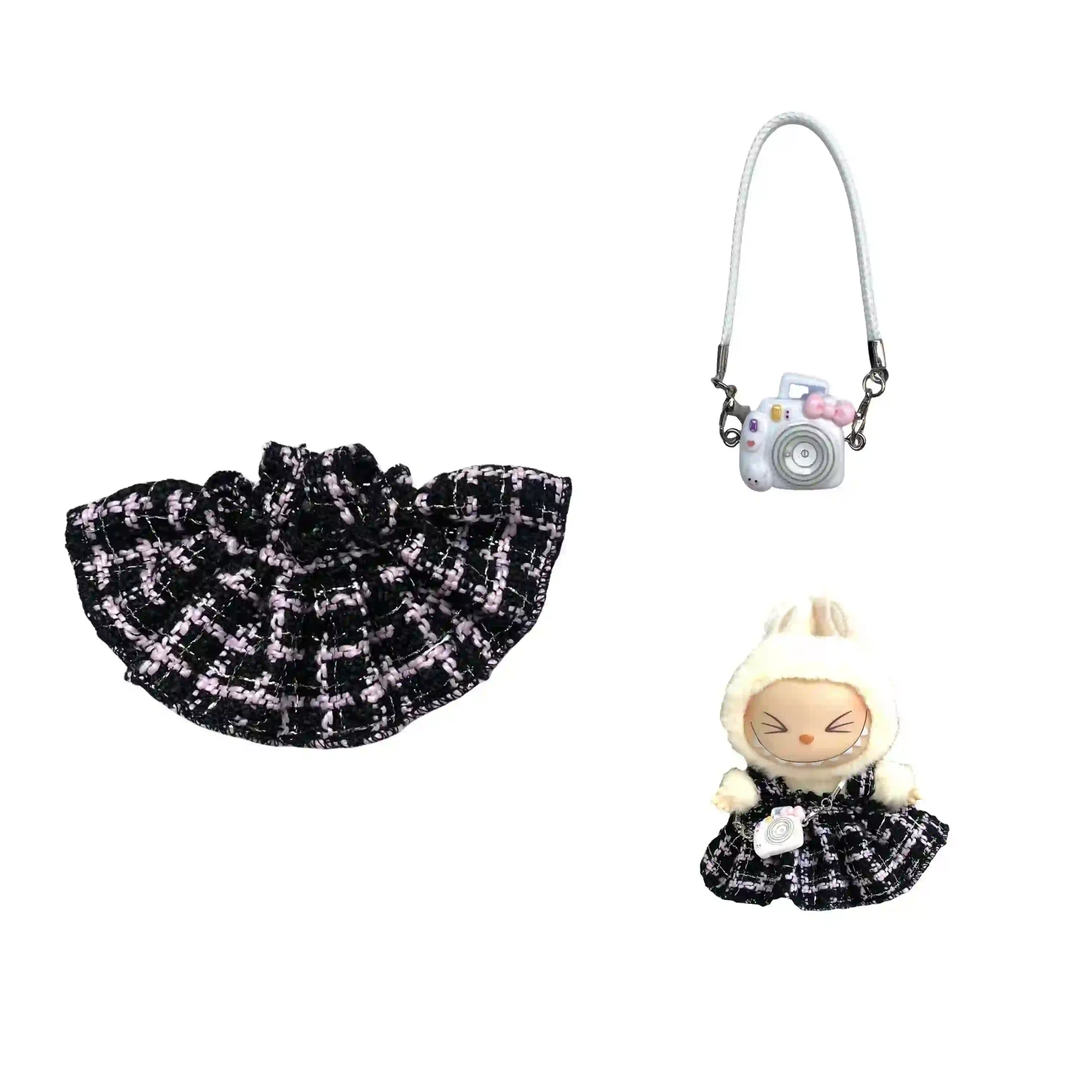 cute bunny outfit for 17cm labubu doll v1 v2 with accessories scaled