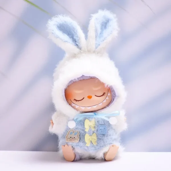 cute cartoon girl bunny costume for 17cm Labubu doll outfit set