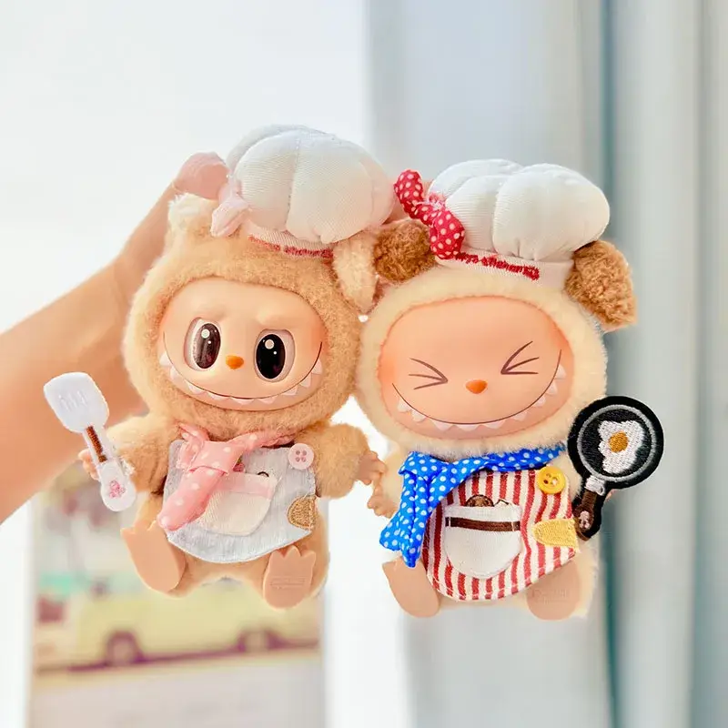 cute chef costume for labubu dolls 15 17cm size