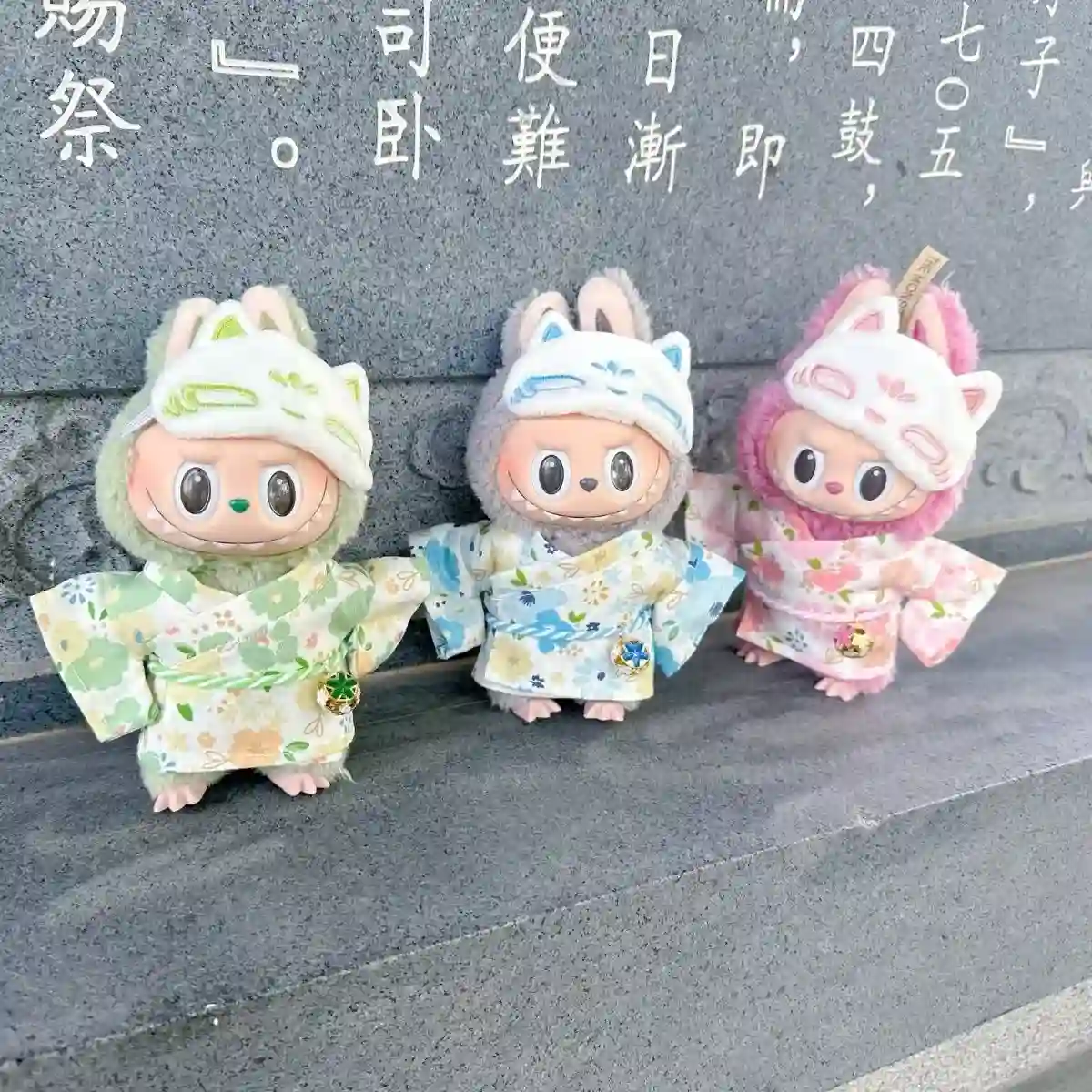 cute floral print kimono outfit for 17cm Labubu doll