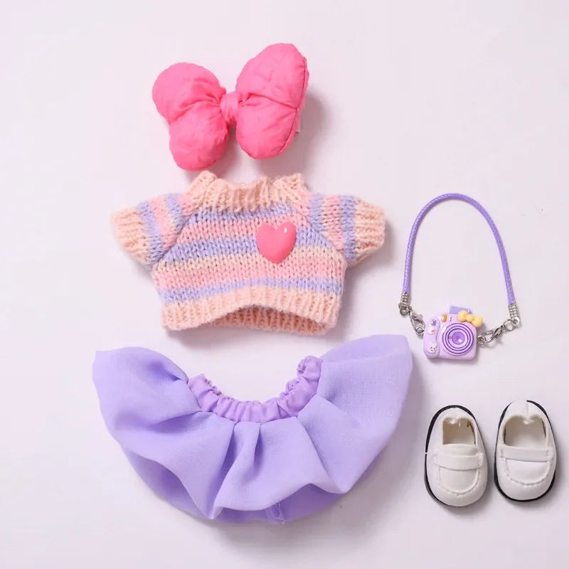 cute knit sweater and skirt for 17cm labubu doll