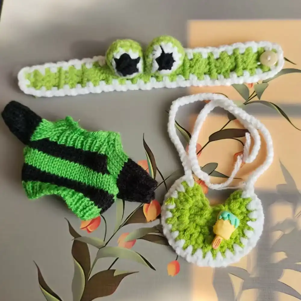 cute knitted christmas clothes for 17cm labubu plush doll