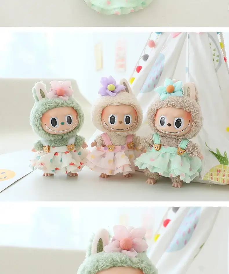 cute korean kpop labubu doll clothes set 17cm