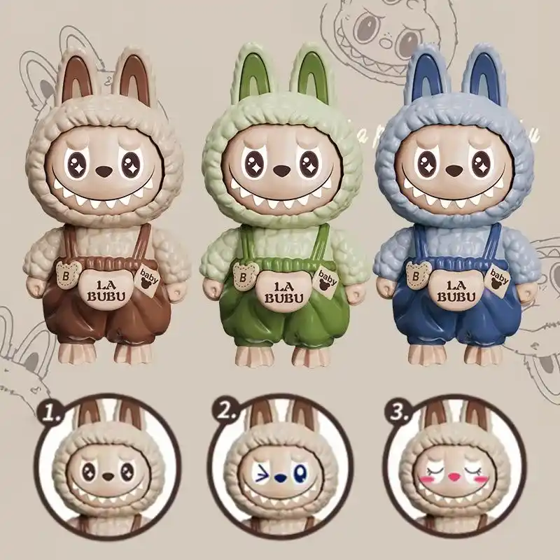 cute labubu bunny face changing keychain for bags