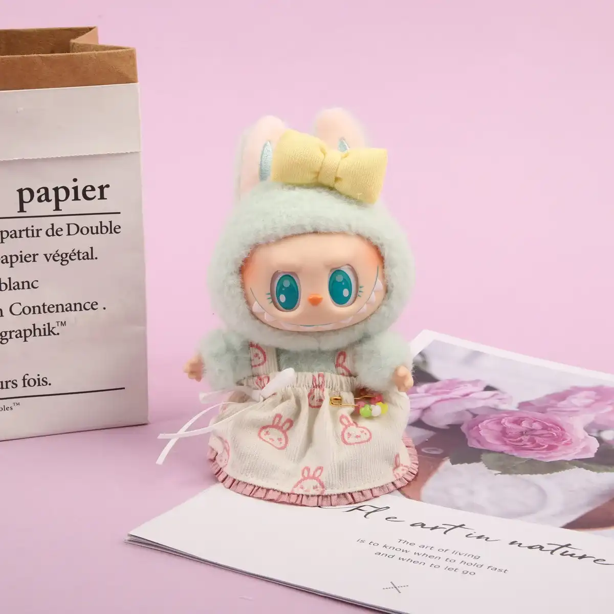 cute labubu bunny outfit perfect for sitting pose dolls