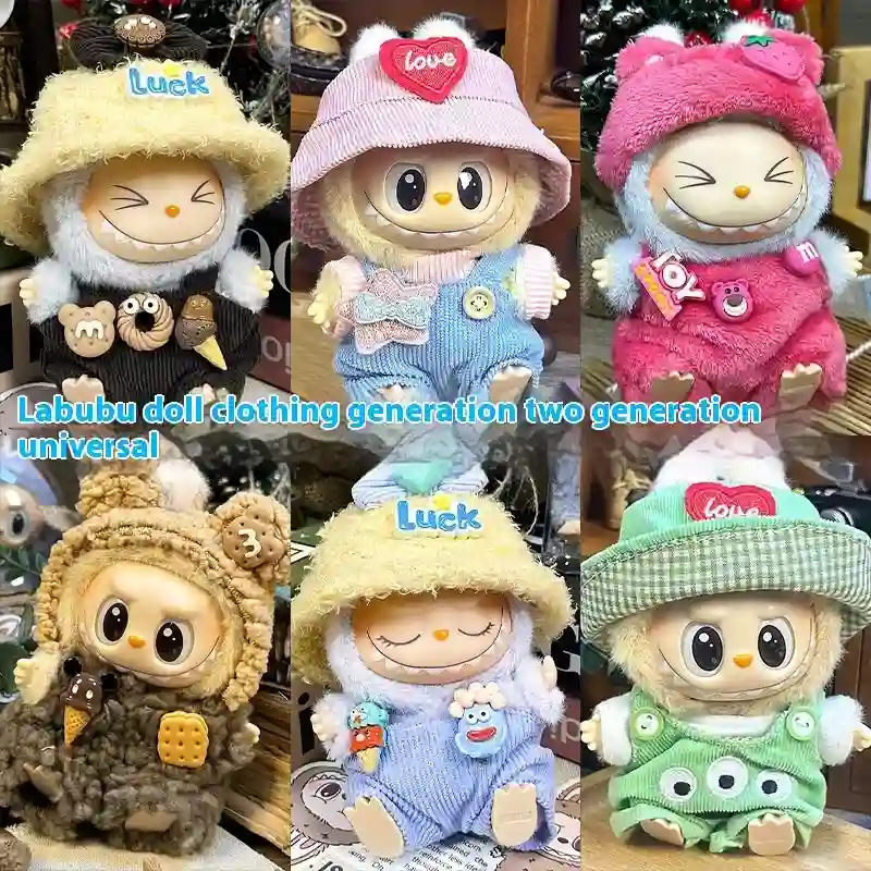 cute labubu doll clothes outfit set for 17cm plush doll