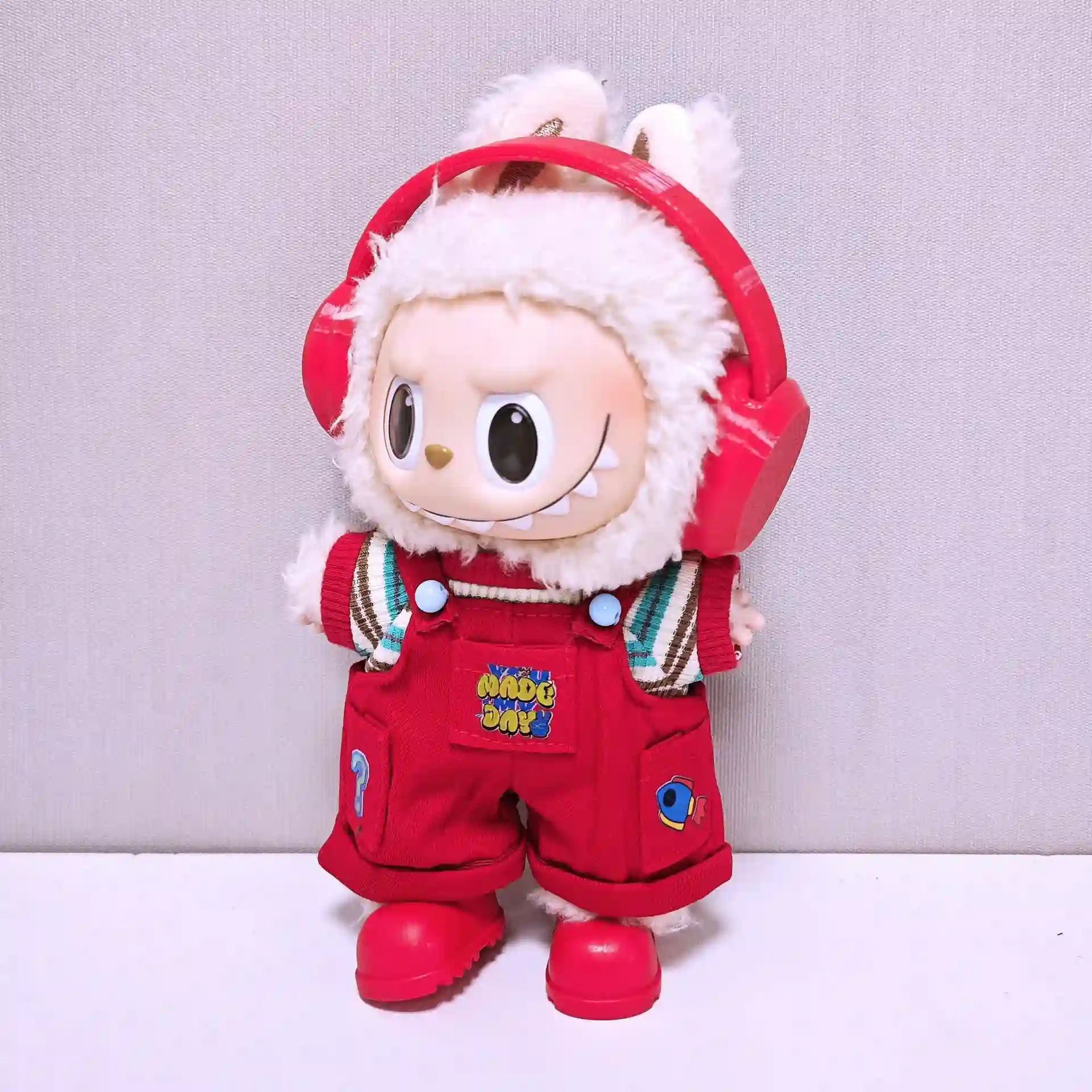 cute labubu doll clothes set red overalls holiday outfit