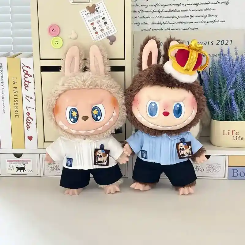 cute labubu doll outfit shirt shorts crown sneakers gift