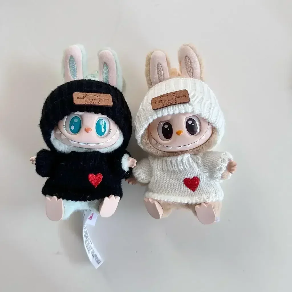 cute labubu doll winter outfit sweater hat accessory set