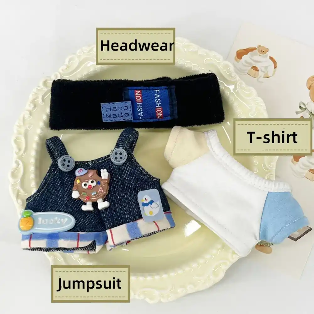 cute labubu dress outfit set with hat and apron accessories
