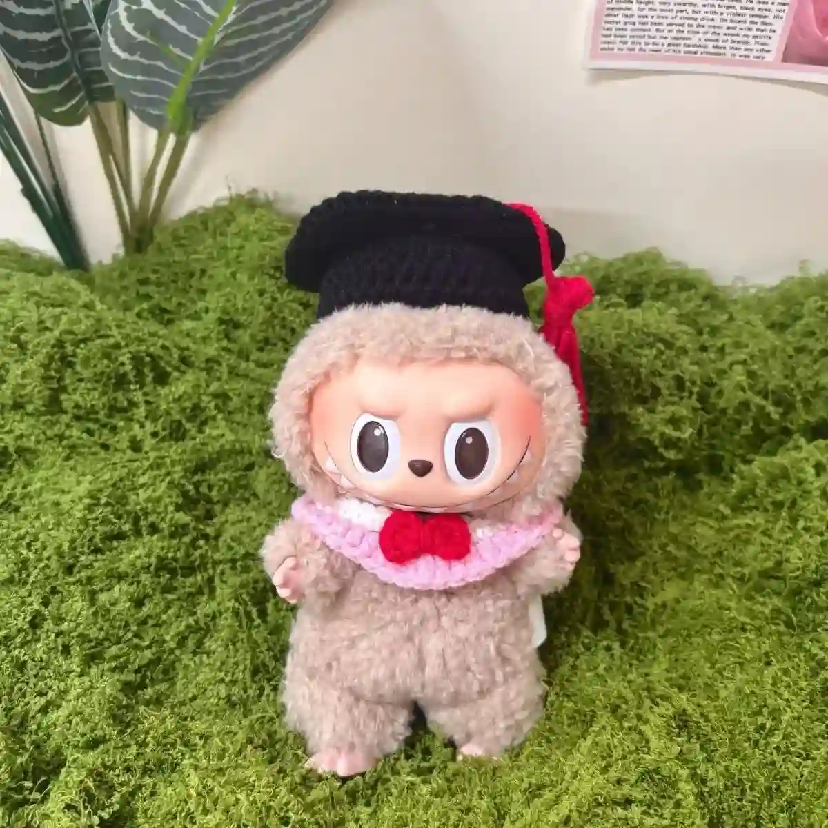 cute labubu graduation dress crochet hat and collar set