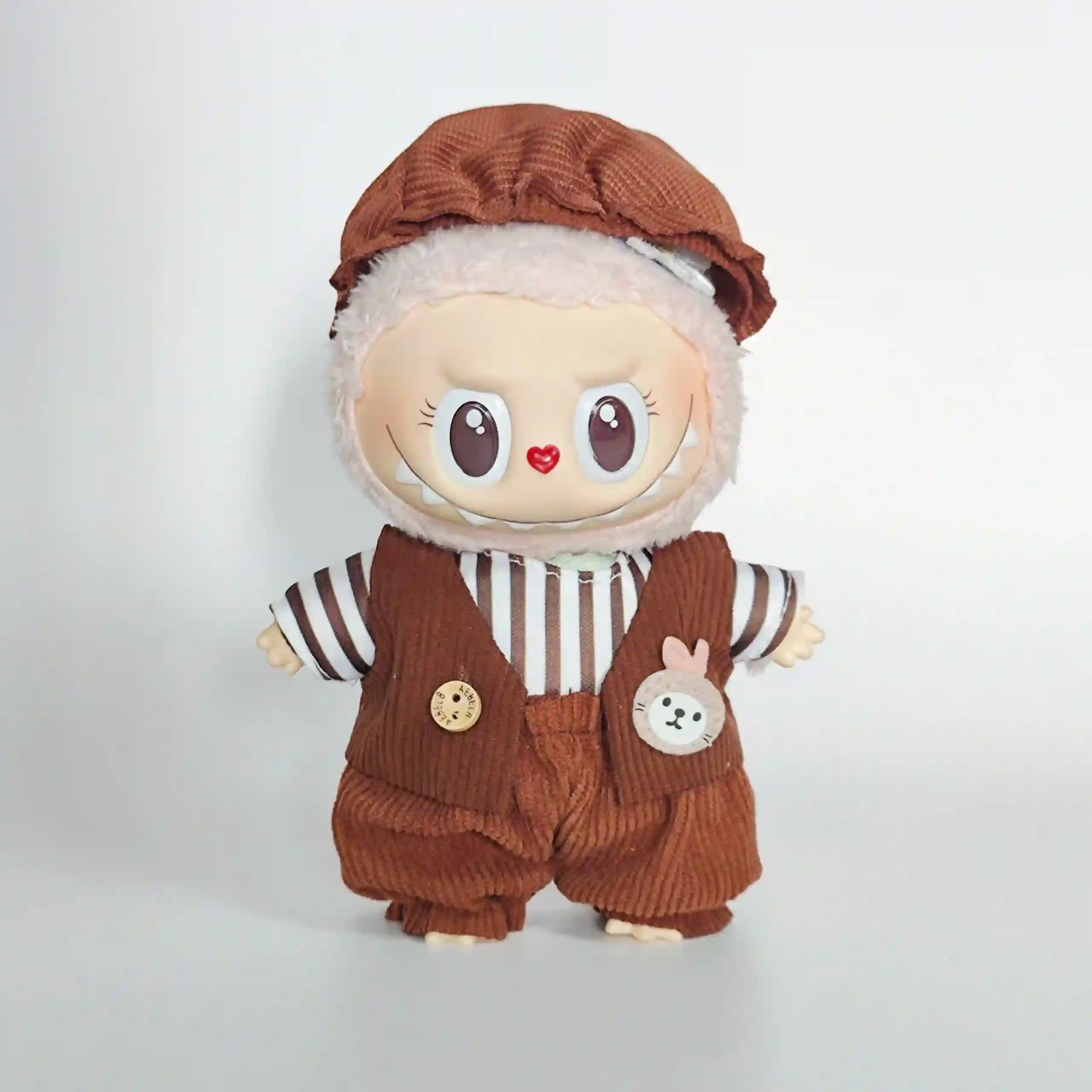 cute leopard print faux fur top for 17cm Labubu doll