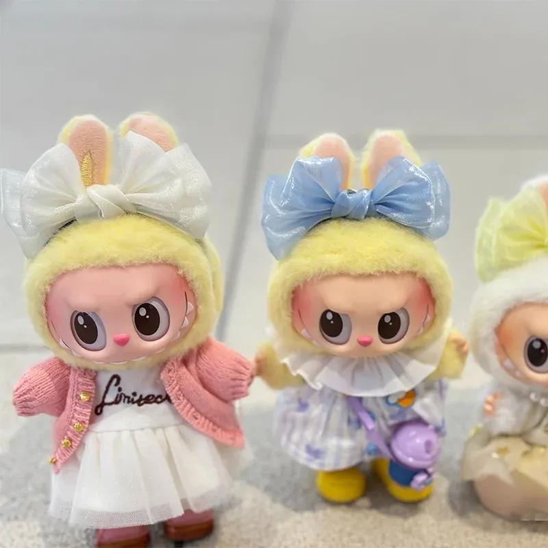 cute pastel bow headbands for 17cm Labubu doll diy