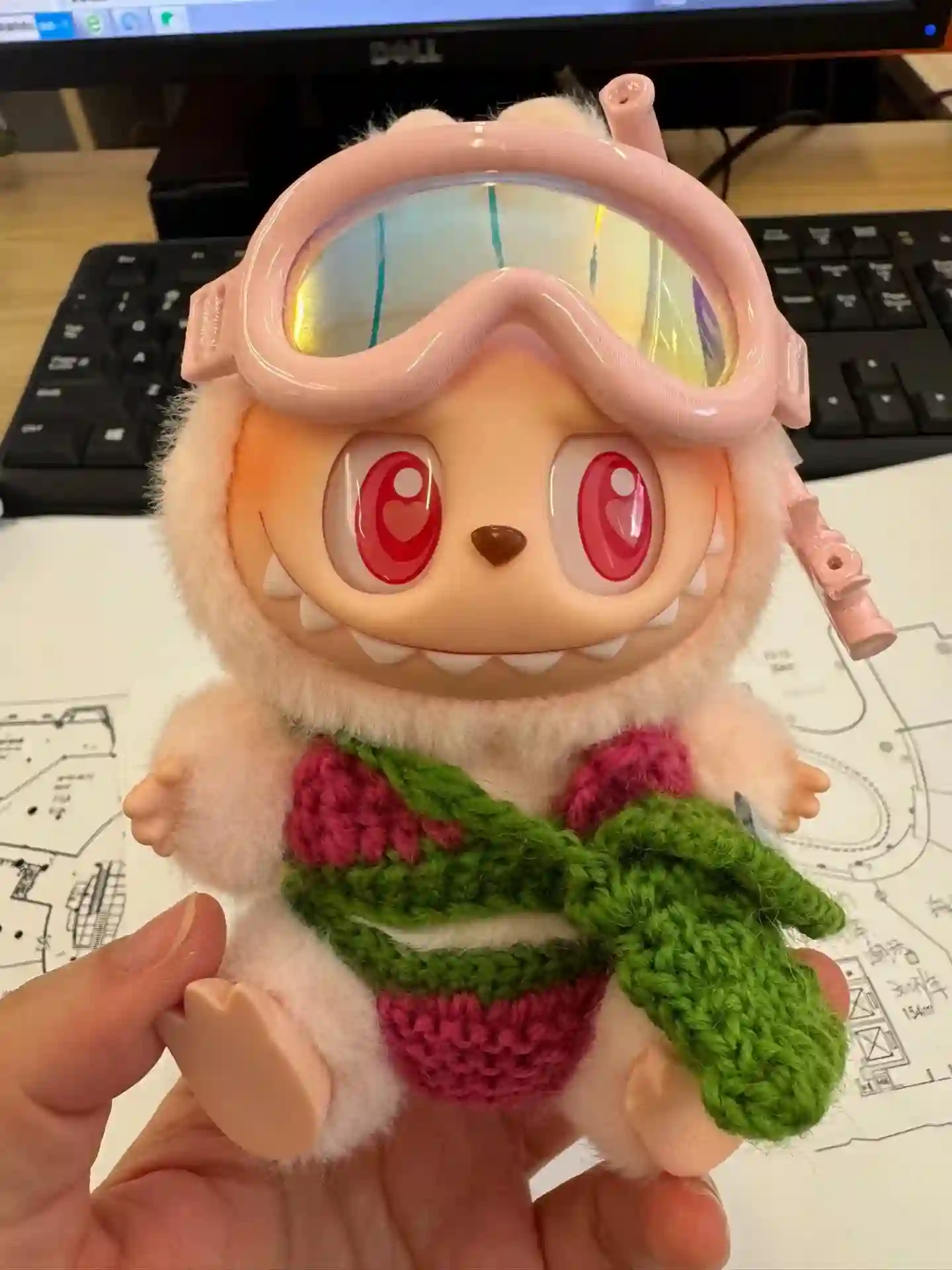 cute pastel pink labubu doll jumpsuit diving accessories