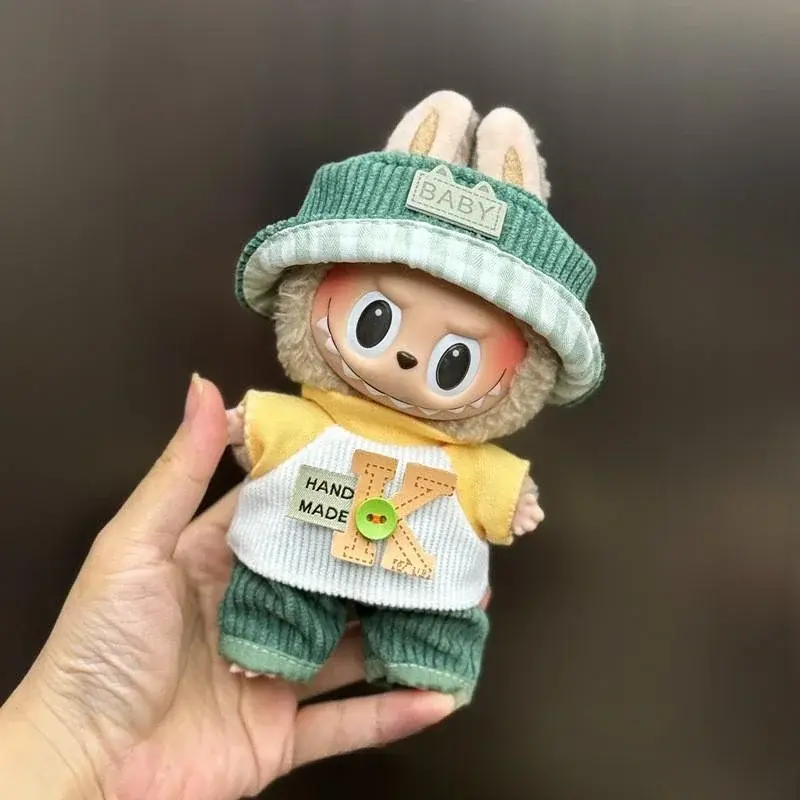 cute pink knitted bucket hat for labubu doll outfit