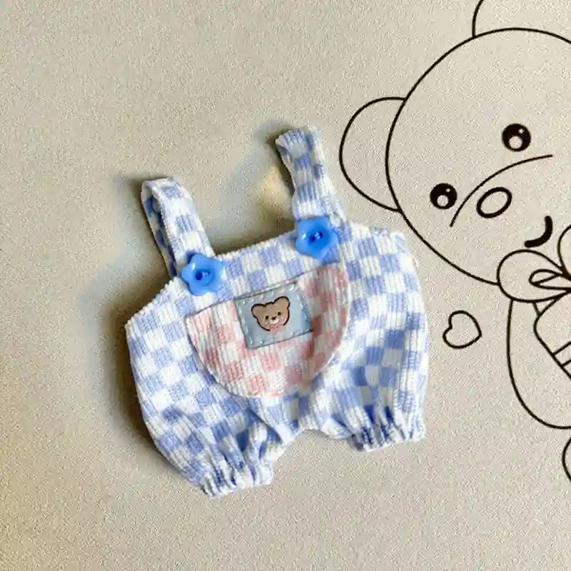 cute plush labubu doll accessories clothing set overalls hat