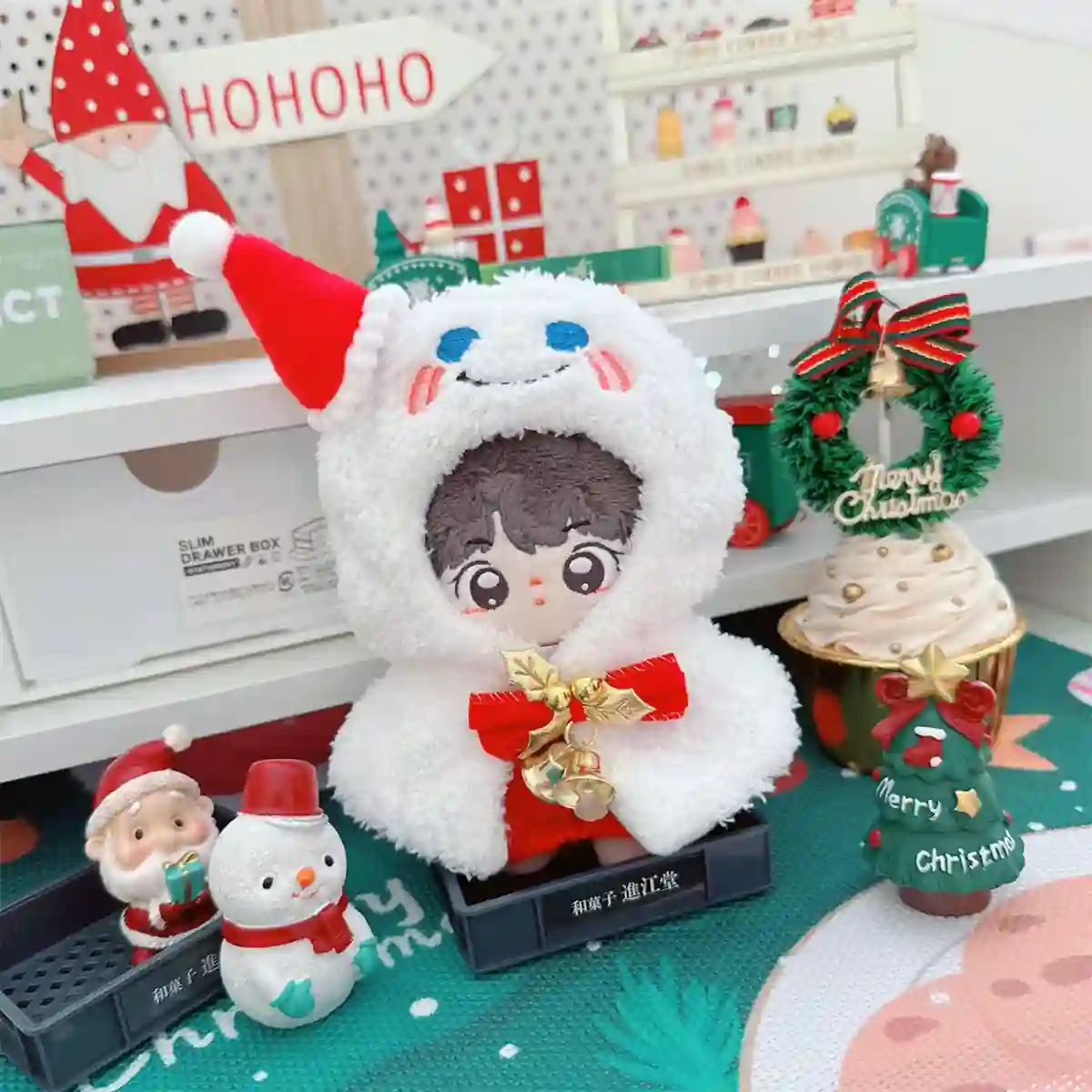 cute reindeer hooded christmas outfit for labubu doll 15 17cm