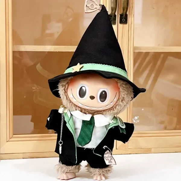 cute witch hat and necklace included labubu doll outfit