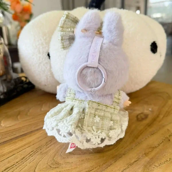 delicate green daisy embroidered labubu doll dress outfit