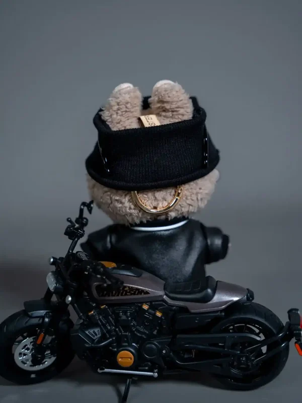 designer 17cm Labubu doll clothes black leather jacket outfit