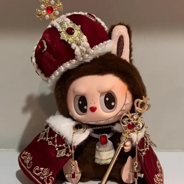 detailed gold embroidery labubu king robe outfit for dolls