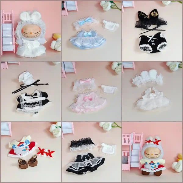 durable 17cm Labubu maid outfit with precise stitching