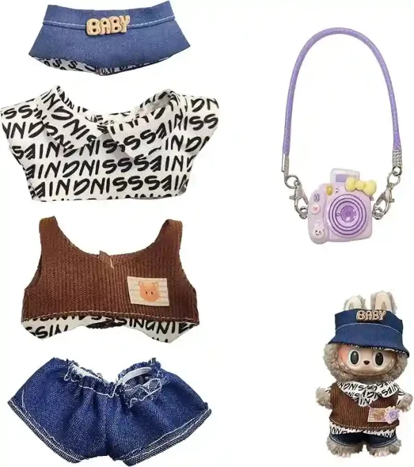 durable and soft 17cm Labubu doll outfit set for imaginative play