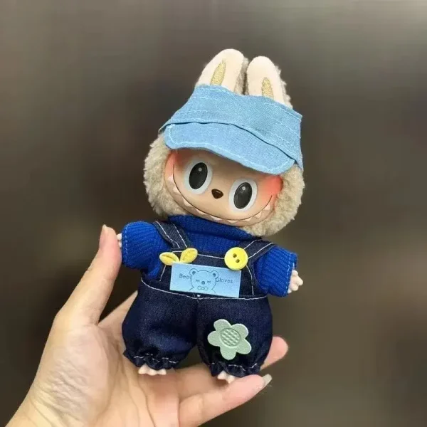durable labubu doll clothes bunny overalls outfit set