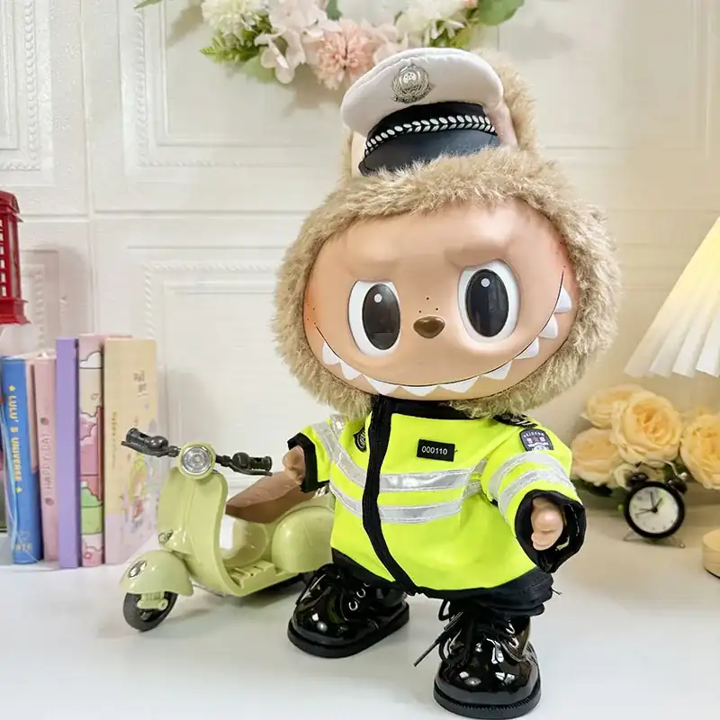 durable labubu police outfit with police cap and shoes