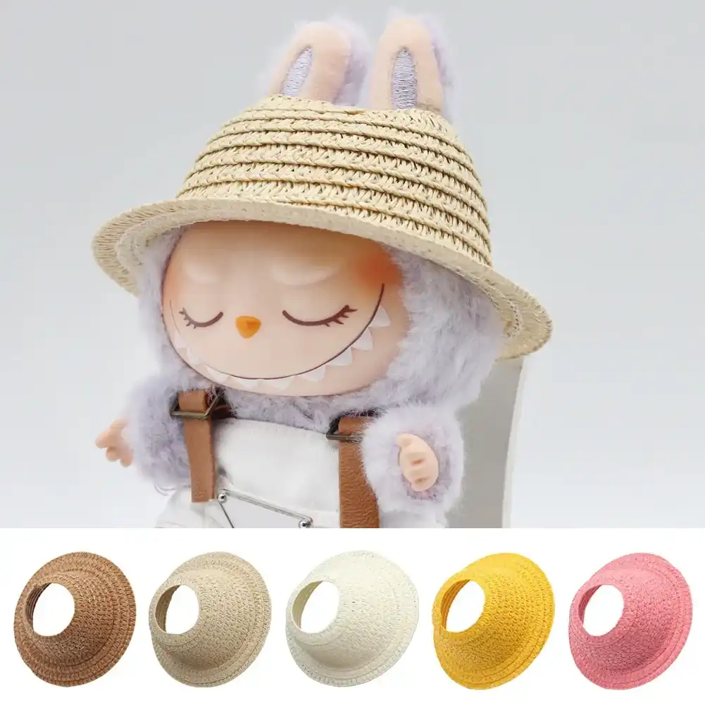 eco friendly labubu straw hat bunny ears hollow top design