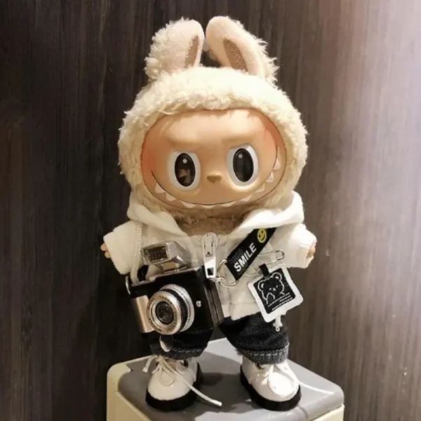 edgy studded mini skirt for 17cm Labubu photographer doll costume