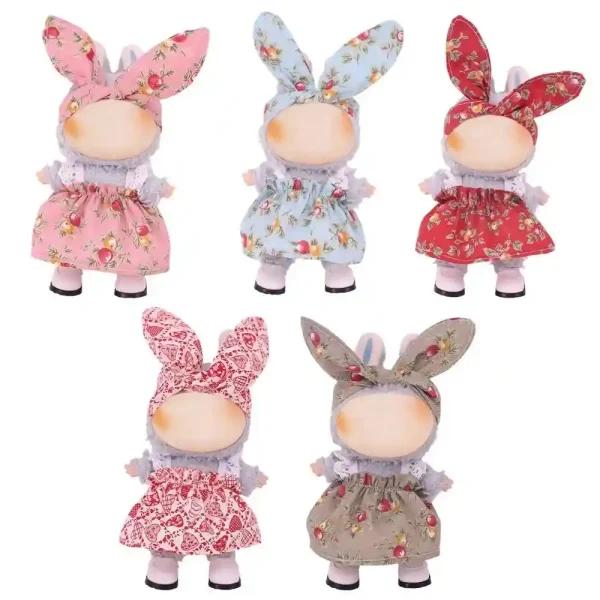 elastic waist floral bunny dress for Labubu doll