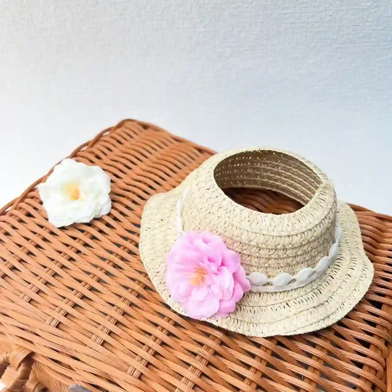 elegant beige straw hat for labubu dolls